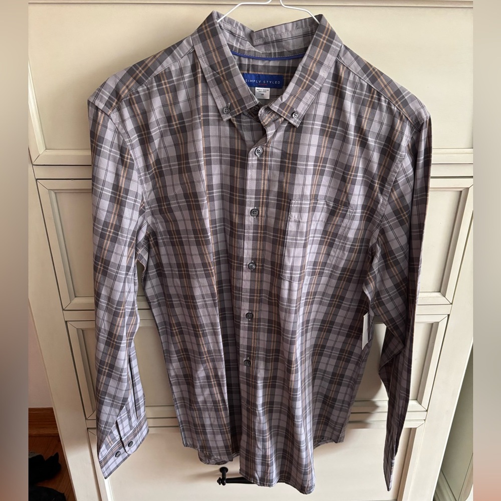 Men's Plaid Shirt - Gray and Brown